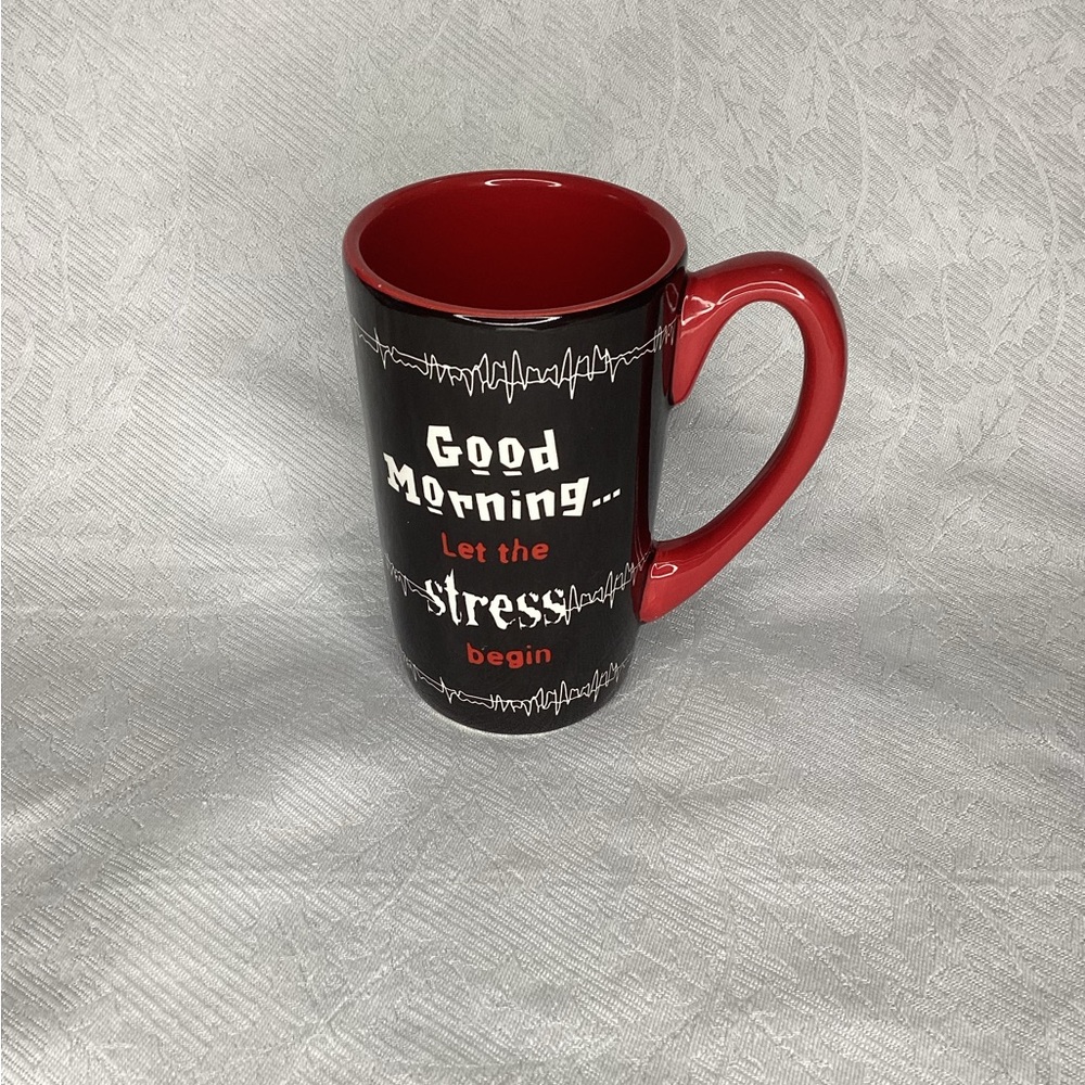 Good morning let the stress beginTall 16ov mug